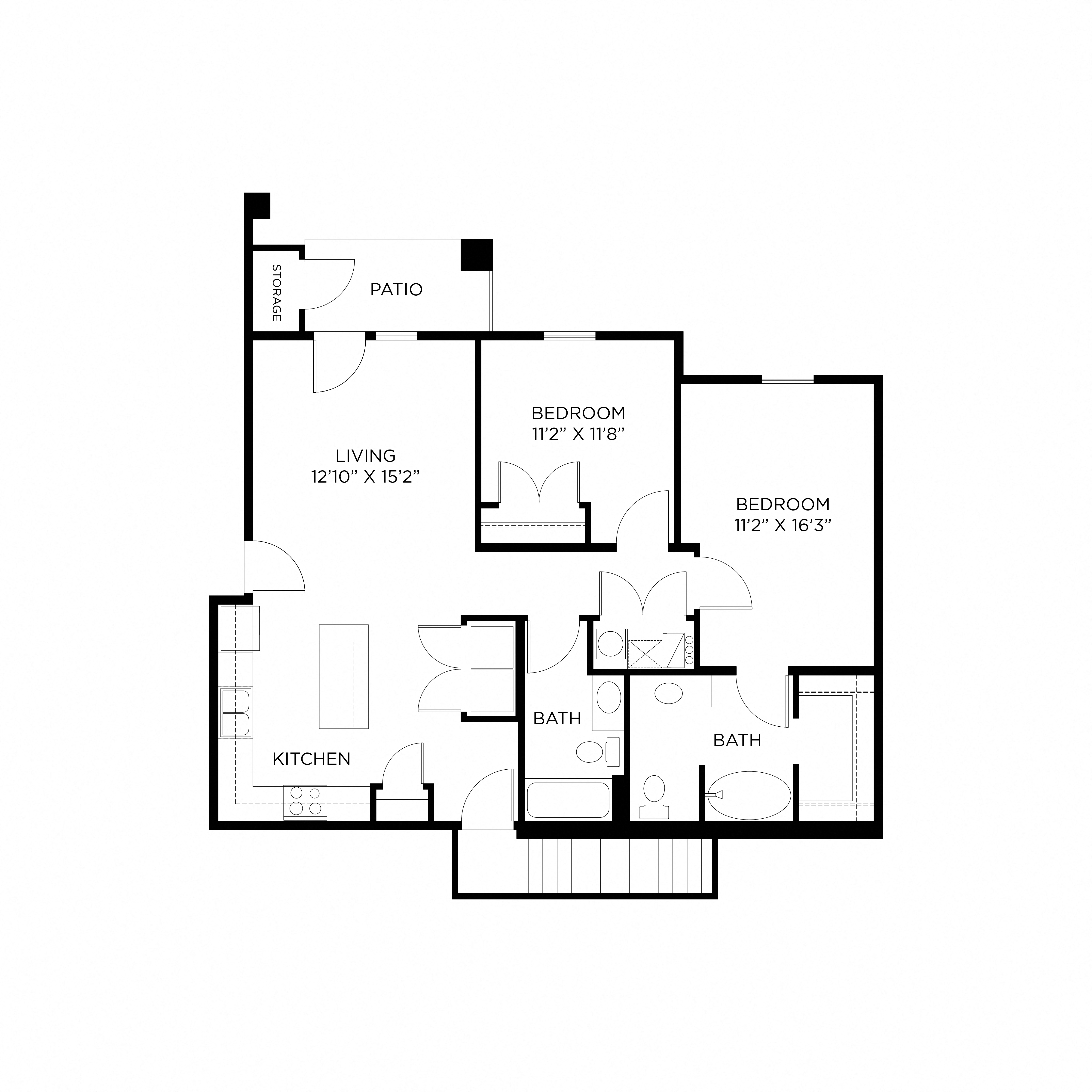 a floor plan of a home showing the bedrooms and baths